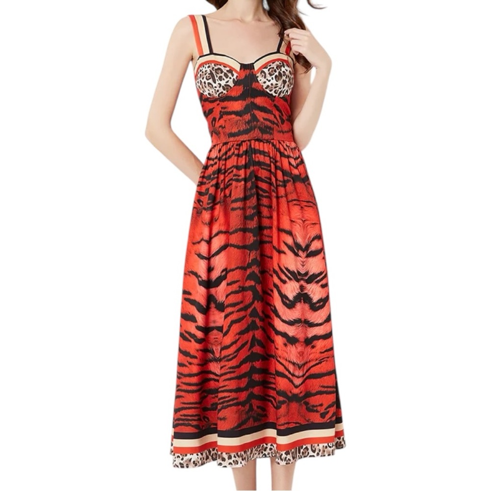 Boutique Mixed Animal Print Midi Sundress